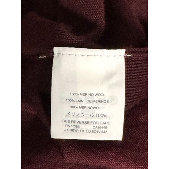 J Crew Women's Burgundy V Neck Tied Bell Sleeve Merino Wool Sweater Medium - Picture 8 of 8